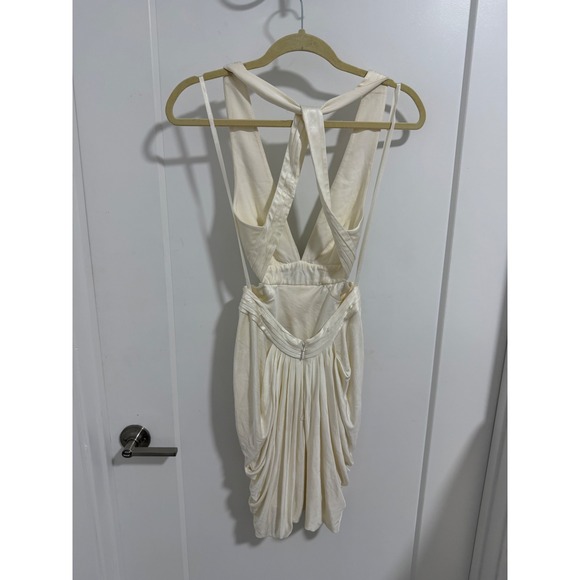 BCBGMAXAZRIA White Embellished Draped Mini Dress XXS - Picture 13 of 16